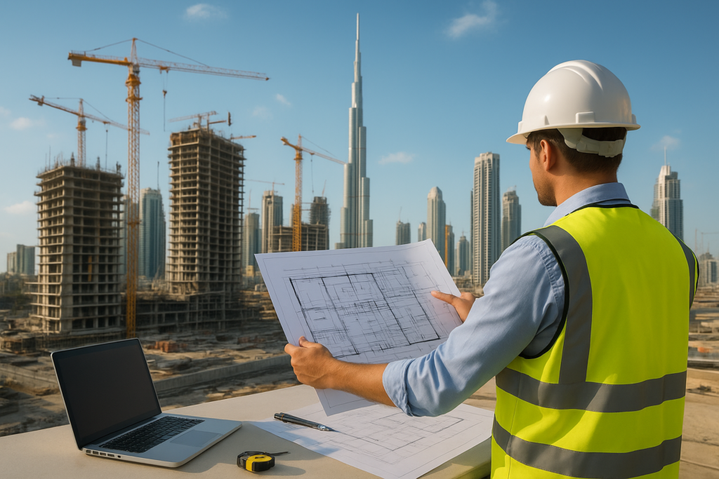 real estate project management Dubai with modern property development 
